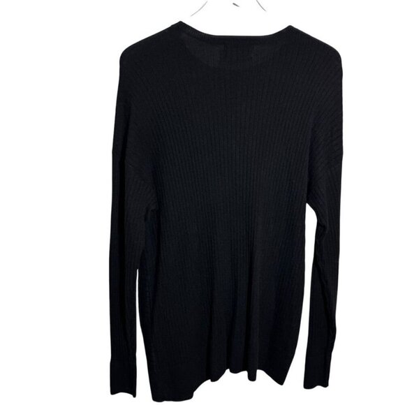 Something Navy womens size small black ribbed sweater gather knotted cashmere - Picture 4 of 7